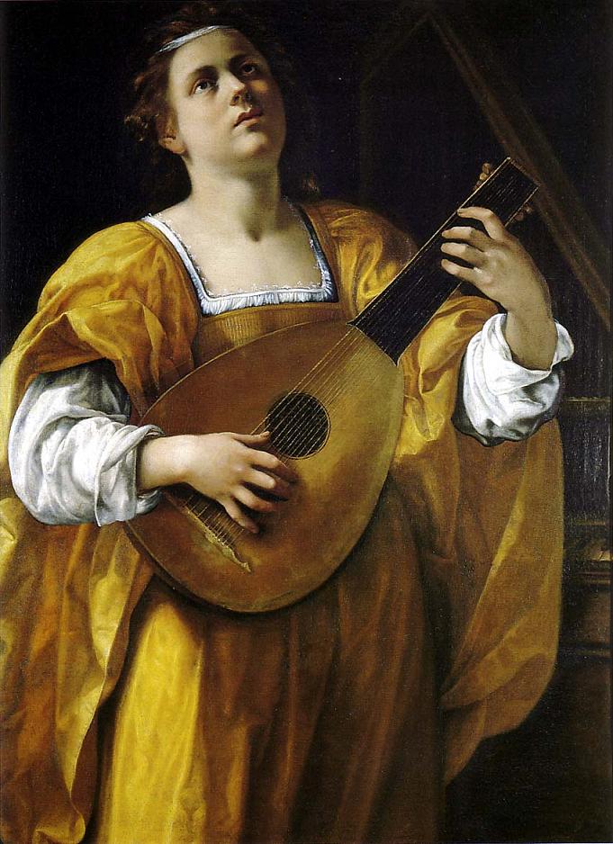 Santa Cecilia come un suonatrice di liuto-1620
